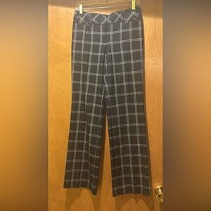 LOFT Black and White Plaid Boot Cut Pants